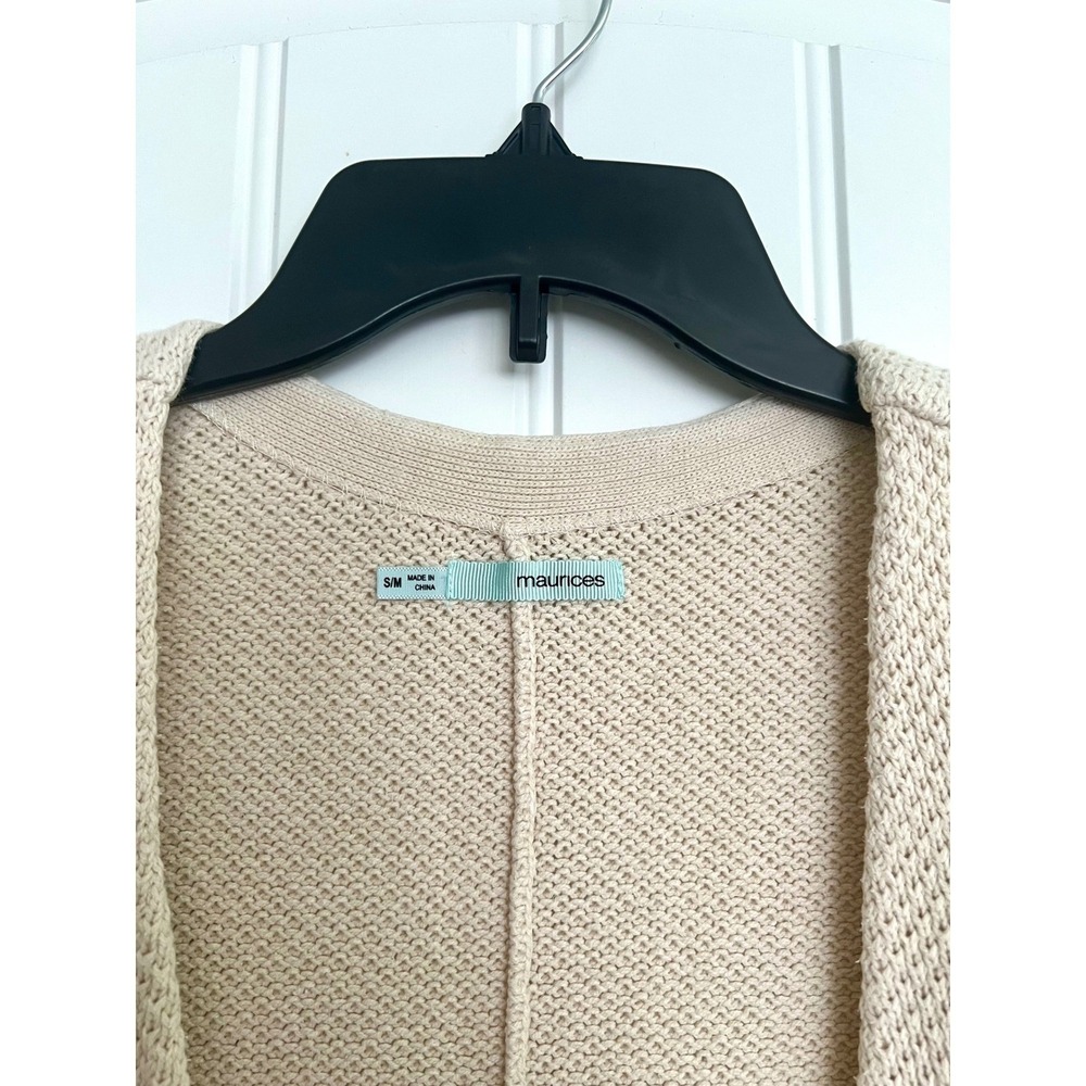 Maurices Women's Size S/M Cream Open Front Sleeveless Cardigan Boho Hippie Vest - Picture 3 of 8